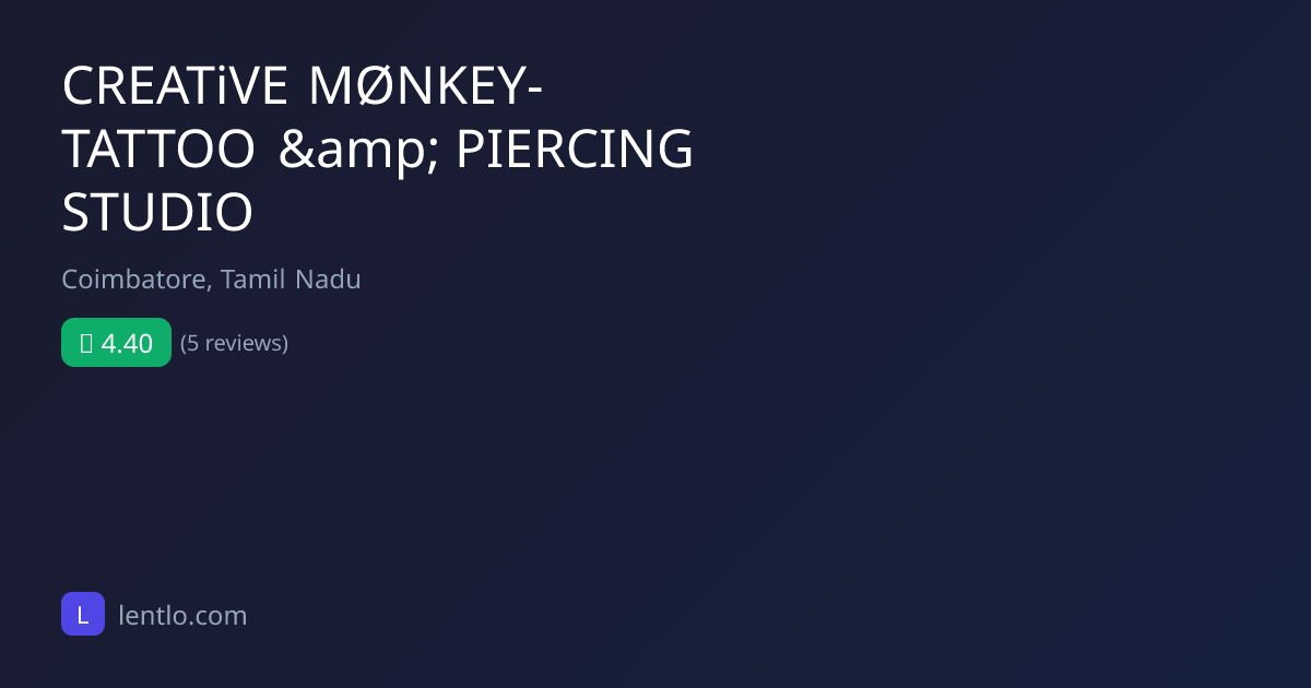 CREATiVE MØNKEY- TATTOO & PIERCING STUDIO | Lentlo